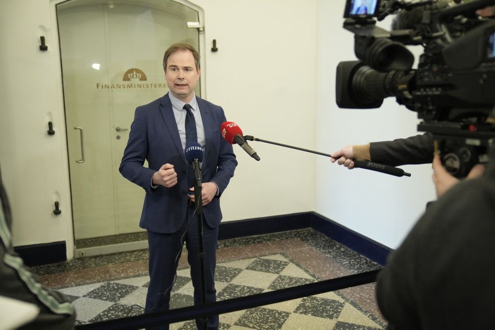 Finansminister Nicolai Wammen holdt doorstep-møde om digitalt corona-pas i finansministeriet fredag den 19. Marts 2021.