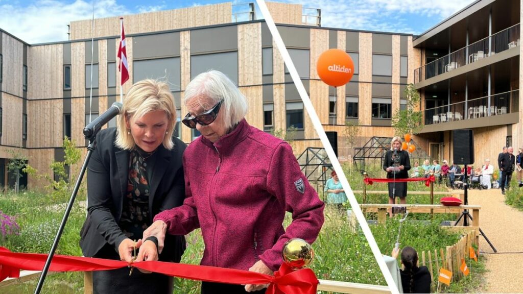 Borgmester i Greve Kommune Pernille Beckmann klippede onsdag den røde snor over sammen med den første beboer på friplejehjemmet Fribo Greve.